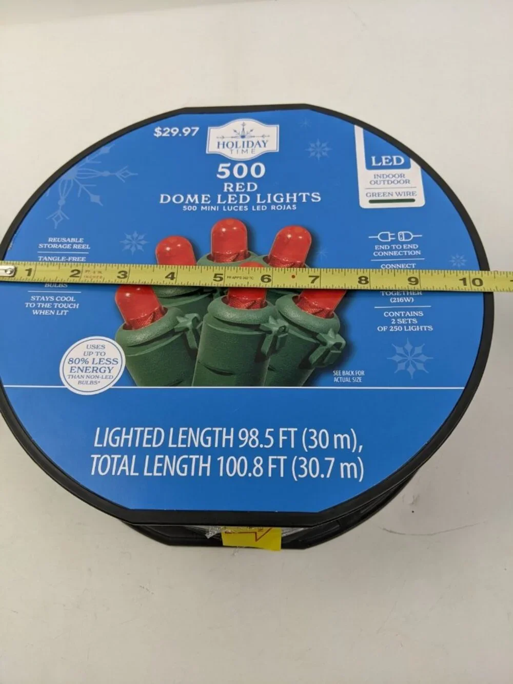 NEW Holiday Time 500-Count RED LED Dome Christmas Lights GREEN WIRE